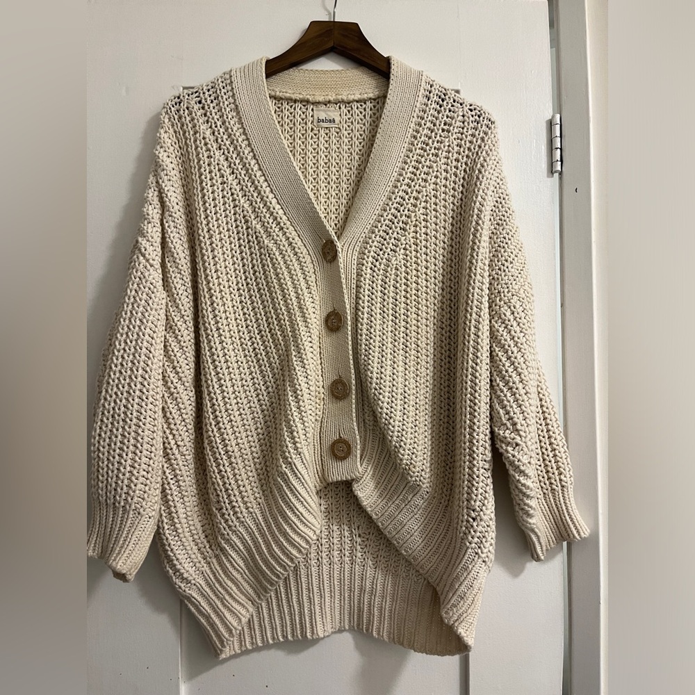 babaa no 18 natural cotton cardigan. one size.